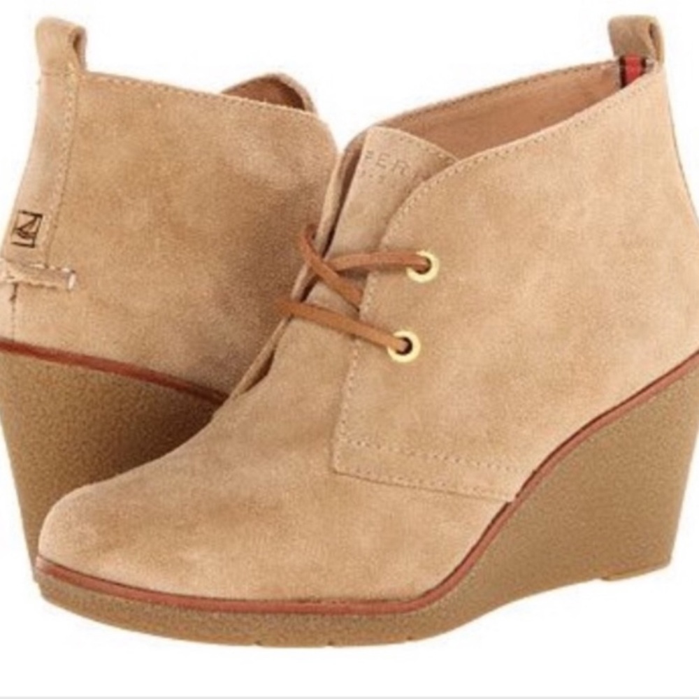 Sperry Harlow Suede Wedge Booties Size 6